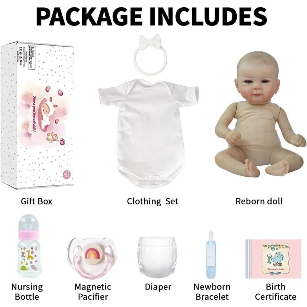 🆕18 Inch Lifelike Doll Soft Vinyl Realistic Baby Doll Girl Smiling Life Dolls